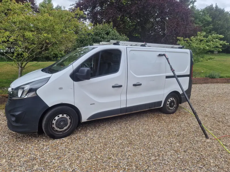 North Norfolk Window Cleaning van with equipment ready for a conservatory roof clean in Little Barningham